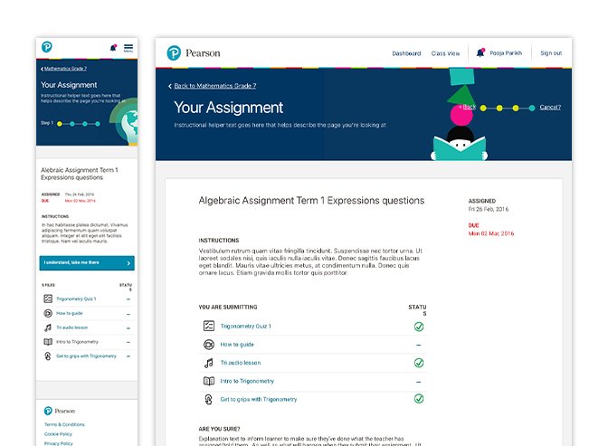 A learner user-type's assignment view page.